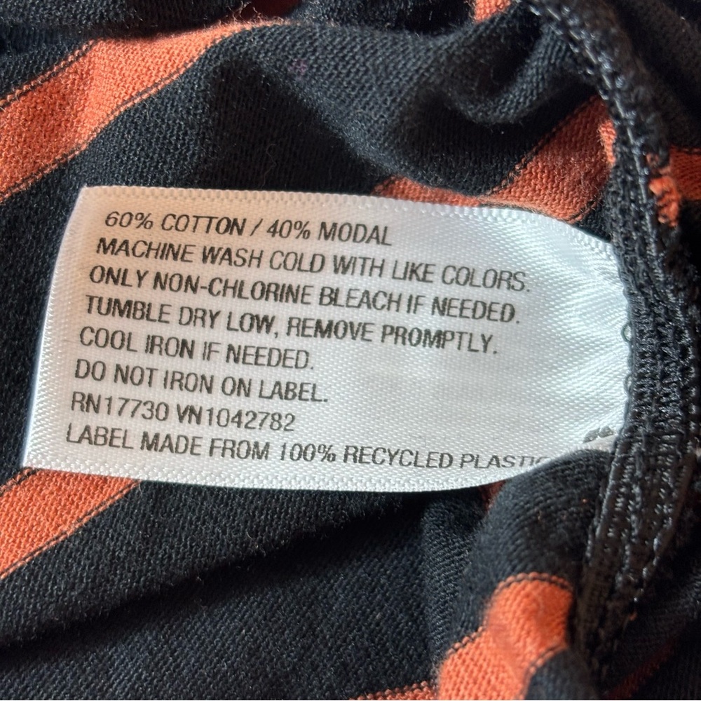 Isabel Maternity Tee Long Sleeve Side Rouging Comfy Striped Black Orange Size XS - Picture 9 of 14